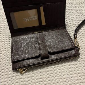 Michael Kors Burgundy Leather Double zip Wallet/Wristlet